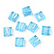 Handmade Silver Foil Lampwork Beads, Square, Light Sky Blue, 12x12x6mm