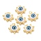 Brass Acrylic Pendants, Real 18K Gold Plated, Evil Eye, Deep Sky Blue, 17x20x7mm, Hole: 3.4mm