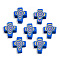 Handmade Polymer Clay Beads, Cross, Blue, 12x10x4.5mm, Hole: 1.6mm