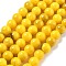 Natural Persian Jade Beads Strands, Round, Dyed, Gold, 8.5mm, Hole: 1mm, about 46pcs/strand, 15.75''(40cm)