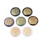 Chakras Themed Natural Mixed Gemstone Cabochons, Flat Round with Flower of Life, 35x6~7mm