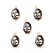 Natural Obsidian Pendants, Oval Charms with Golden Brass Edge, 22x13x3~5.5mm, Hole: 1.8mm