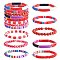 8Pcs 6 Style Synthetic Imperial Jasper & GLass Beaded Stretch Bracelets Set, Polymer Clay Heishi Surfer  Bracelets, Acrylic Curved Tube Chunky Bracelets for Women, Red, Inner Diameter: 2-1/8 inch(5.5cm)