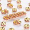 Brass Rhinestone Spacer Beads, Grade A, Rondelle, Golden and Nickel Free, Pink, about 8mm in diameter, 3.8mm thick, hole: 1.5mm