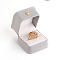 PU Leather Ring Gift Boxes, with Golden Plated Iron Crown and Velvet Inside, for Wedding, Jewelry Storage Case, Gray, 5.85x5.8x4.9cm