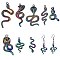 16Pcs 8 Style Rainbow Color Alloy Pendants, Cadmium Free & Nickel Free & Lead Free, Cobra, Snake, 26.5~53x13~28x2.5~9.5mm, Hole: 1.6~3mm, 2pcs/style