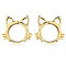 Women Cat Brass Leverback Earrings, Cute Kitty Face Earrings Jewelry Gift for Lovers Women Birthday Christmas, Golden, 16x18.2mm