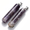 Natural Amethyst  Pendants, with Platinum Tone Iron Pinch Bail, Column, 43~46x10mm, Hole: 4x7mm