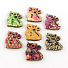 Cat 2-Hole Printed Wooden Buttons BUTT-R032-098-1