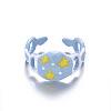 Brass Enamel Cuff Open Rings for Girls WG753F1-04-1
