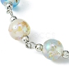 Resin with Gold Foil Round Beaded Chain Bracelet BJEW-JB09474-01-2