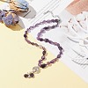 Natural Amethyst & Pearl & Cubic Zirconia Tree of Life Pendant Necklace NJEW-JN04335-01-2