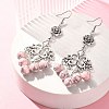 Dyed Synthetic Turquoise Beaded Drop Earrings EJEW-JE05385-03-3