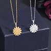316 Surgical Stainless Steel Daisy Stud Earrings and Pendant Necklace JX376A-4
