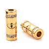 Brass Micro Pave Clear Cubic Zirconia Tube Beads X-ZIRC-P086-04G-3