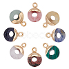 8Pcs 8 Styles Natural & Synthetic Mixed Gemstones Flat Round/Donut Charms G-FH0002-13-1