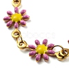 Ion Plating(IP) Golden 304 Stainless Steel Flower Link Chain Bracelets with Enamel BJEW-E088-02G-3