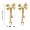Clear Cubic Zirconia Bowknot Dangle Stud Earrings with Imitation Pearl Beaded JE1094A-2