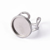 Non-Tarnish 201 Stainless Steel Cuff Pad Ring Settings X-STAS-S080-040D-P-4