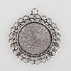Vintage Tibetan Style Alloy Flower Pendant Cabochon Bezel Settings X-TIBEP-O006-31AS-2