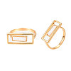 Natural Shell Rectangle Finger Ring RJEW-N039-01-4