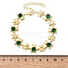 Brass Micro Pave Cubic Zirconia Link Chain Bracelets for Women BJEW-D457-01G-02-5