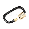 Oval Brass Micro Pave Clear Cubic Zirconia Screw Carabiner Clasps KK-B167-01B-04G-2