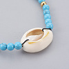 Synthetic Turquoise(Dyed) Braided Bead Bracelets BJEW-JB04078-01-3