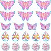 32Pcs 4 Style Ion Plating(IP) 201 Stainless Steel Filigree Pendants STAS-NB0001-20-1