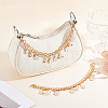 2Pcs Imitation Pearl & Alloy Pink Enamel Flower Tassel Bag Decorative Chains AJEW-BBC0001-06-4