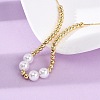 Brass & ABS Imitation Pearl Round Beaded Adjustable Slider Necklaces BJEW-H209-02G-3