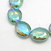 Faceted Electroplate Crystal Glass Oval Beads Strands EGLA-F059B-10-1