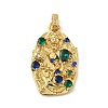 Rack Plating Brass Micro Pave Cubic Zirconia with Sea shell Pendants KK-Q795-15C-G-1