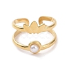 Plastic Imitation Pearl Beaded Leaf Open Cuff Ring KK-A181-VF508-1