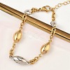 Two Tone Horse Eye 304 Stainless Steel Link Bracelets for Women BJEW-A169-13GP-2
