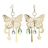 Butterfly & Moon & Star Brass Chandelier Earrings EJEW-TA00361-2