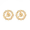 Brass Micro Pave Clear Cubic Zirconia Stud Earring Findings KK-S364-043-1