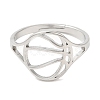 Non-Tarnish 304 Stainless Steel Hollow Basketball Adjustable Ring for Women RJEW-M149-28P-1