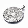 Tibetan Style Flat Round Alloy Pendant Cabochon Settings TIBEP-Q049-08AS-RS-3