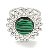 304 Stainless Steel Synthetic Malachite Cuff Rings G-Z056-08P-03-2