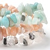 Chips Natural Rutilated Quartz & Flower Amazonite & Sunstone Beaded Stretch Bracelets Sets BJEW-JB05332-06-3