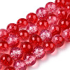 Transparent Crackle Baking Paint Glass Beads Strands X1-DGLA-T003-01A-08-1