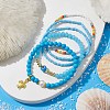 5Pcs 5 Style Evil Eye Lampwork & Synthetic Turquoise & Natural Pearl  Beaded Stretch Bracelets Set BJEW-JB09708-2