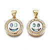 Brass Micro Pave Clear Cubic Zirconia Pendants X-KK-Q769-024-NF-1