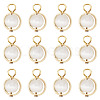 12Pcs Brass & Glass Imitation Cat Eye Round Charms PALLOY-TAC0237-01-2