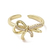 Brass Micro Pave Cubic Zirconia Open Cuff Ring RJEW-K256-58A-G-2