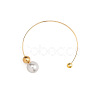Imitation Pearl & CCB Plastic Round Ball Brass Cuff Torques Necklaces WG64653-01-4