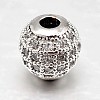 Round Brass Micro Pave Cubic Zirconia Beads X-ZIRC-N016-01P-8mm-1