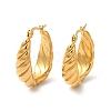 Ion Plating(IP) 304 Stainless Steel Grooved Oval Hoop Earrings EJEW-K244-40G-1