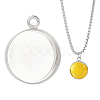 1Pc 925 Sterling Silver Flat Round Pendant Cabochon Settings STER-BC0003-40P-1